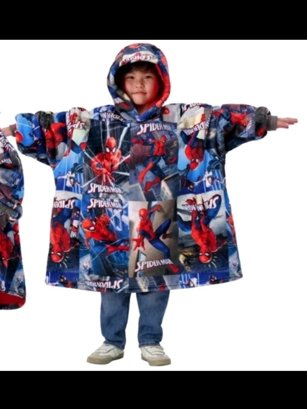 Marvel Kids Spider-Man Hooded Poncho Coat in Blue and Red